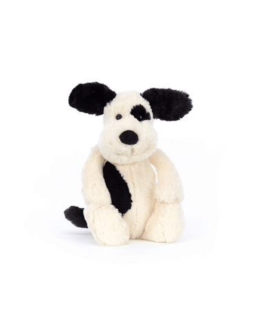 Jellycat Bashful Black & Cream Puppy - Unique Bunny