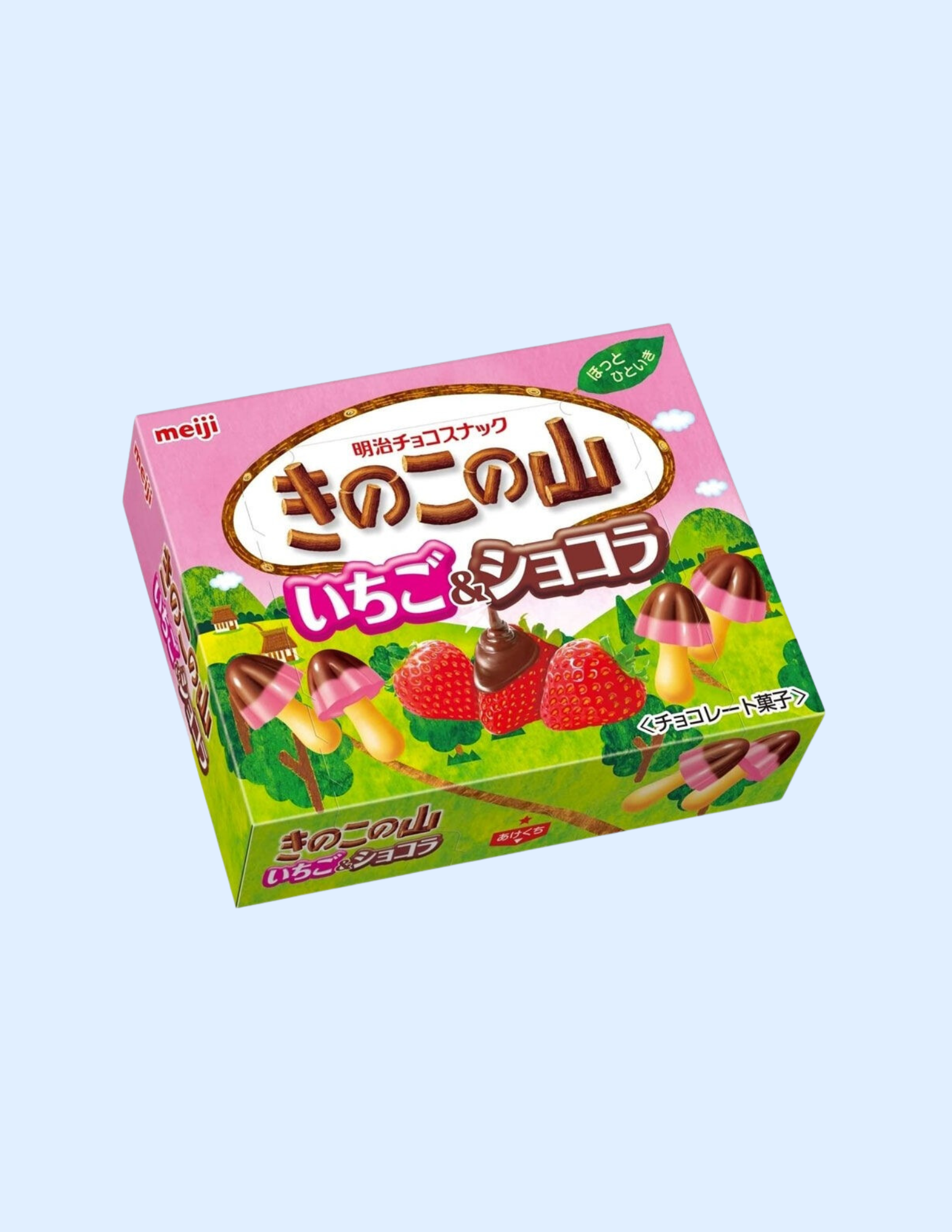 Meiji Kinoko no Yama Chocolate Biscuit Strawberry - Unique Bunny